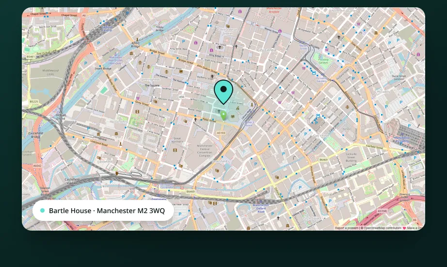 Mint SEO Manchester HQ map