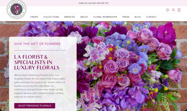 Hidden Garden flowers website designed and built by Mint SEO